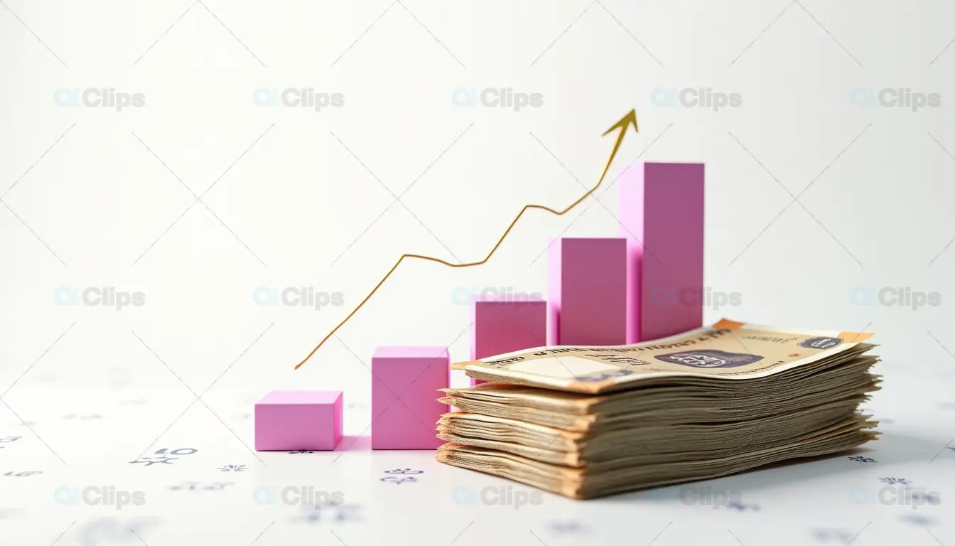 Financial Growth Concept with Stacked Money and Graph