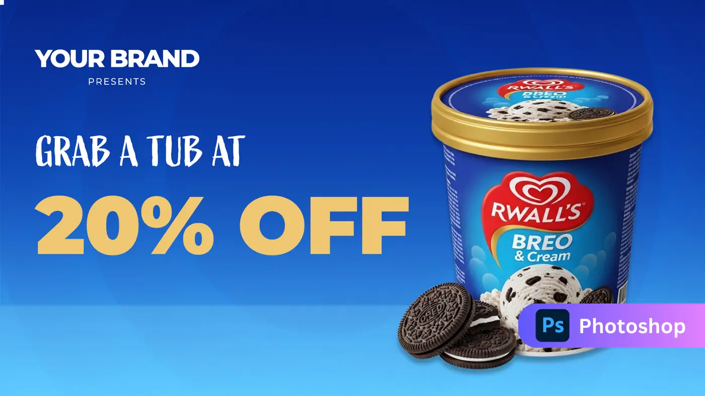 Ice Cream Discount Promotional Banner Template