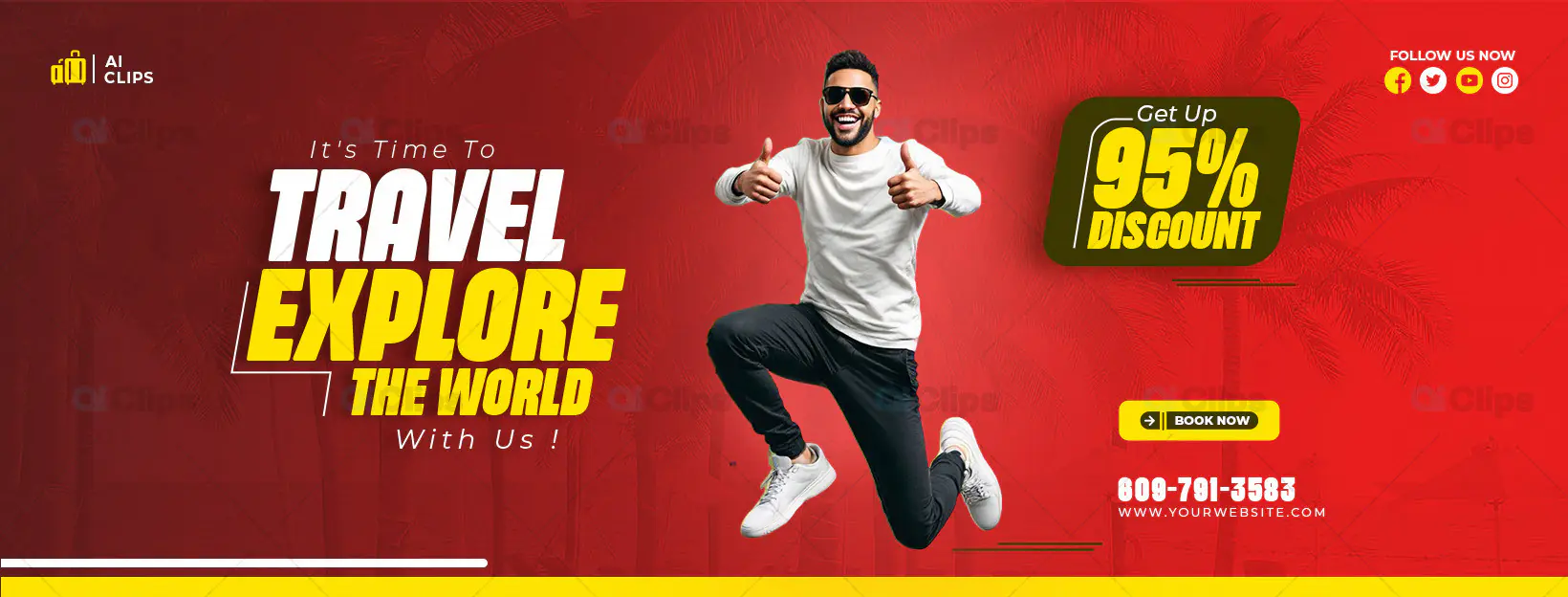 Travel Explore Discount Banner PSD Template