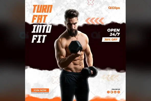 Fitness Gym Promotion Template with Athletic Figure