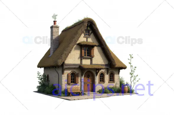 Enchanting Fairytale Cottage with Thatched Roof - 3D Model