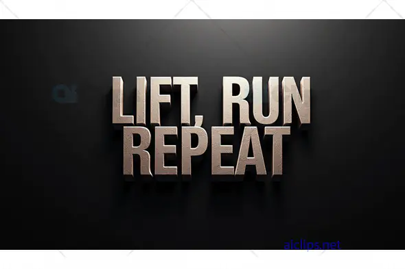 Lift, Run, Repeat - Fitness Motivation Poster with 3D Text