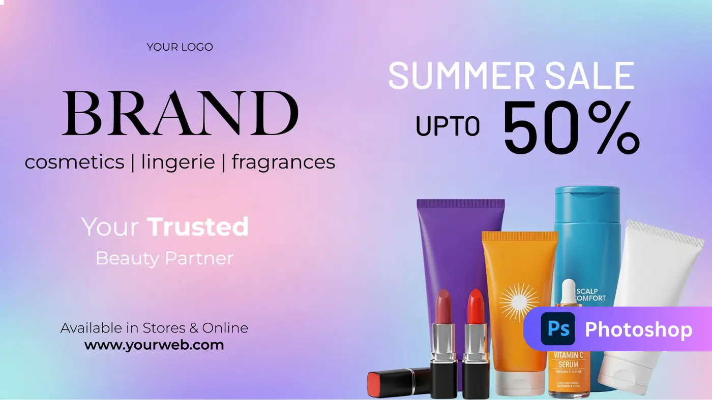Vibrant Cosmetics Summer Sale Ad Template