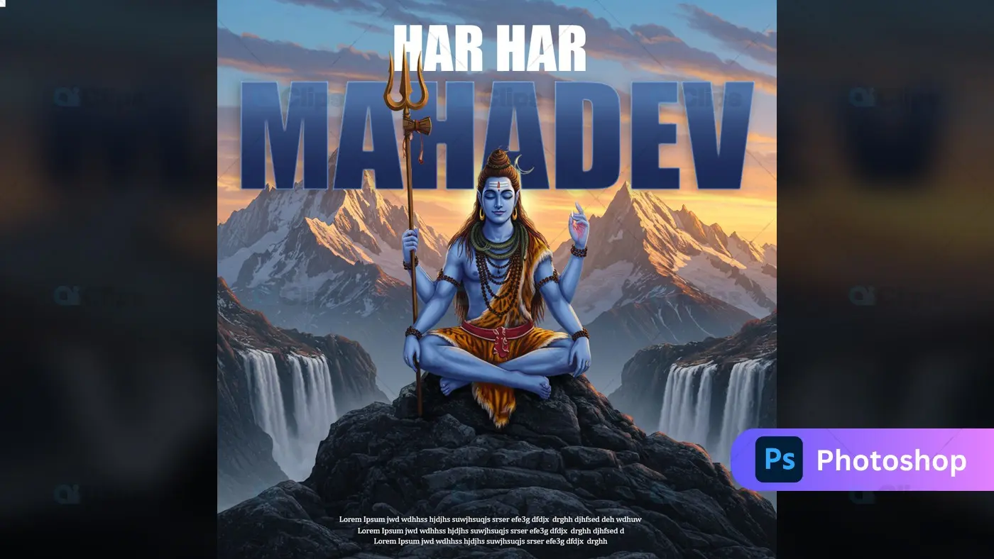 Shiva Lingam with Divine Aura Photoshop Template