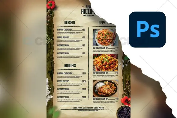 Vintage Restaurant Menu PSD Template