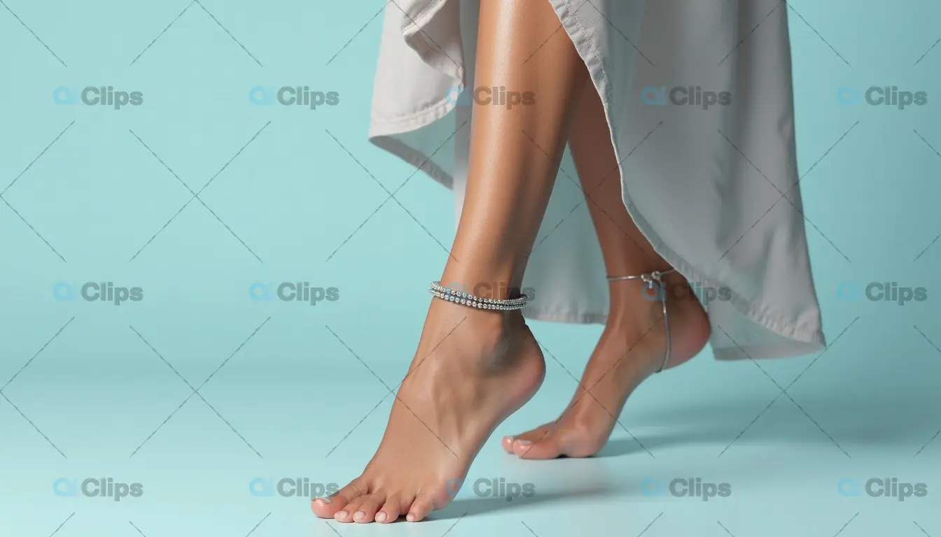 Woman's Feet with Anklets in Stylish Fashion Shoot