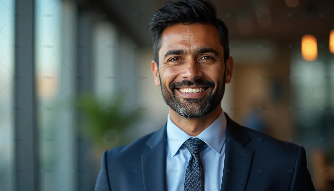Smiling Business Professional in Corporate Office