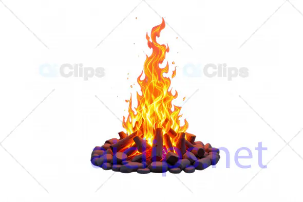 Realistic Campfire 3D Model with Flames