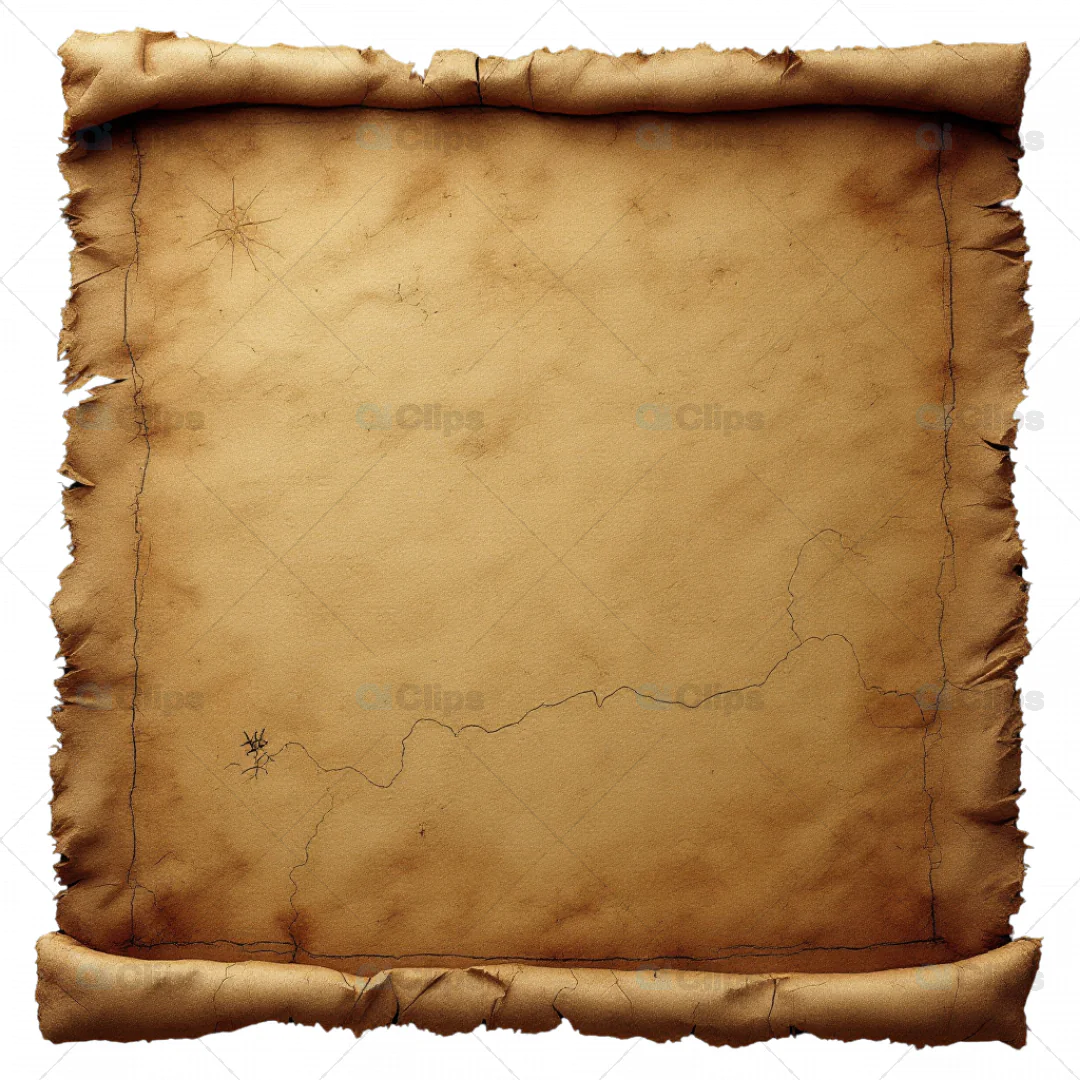 Blank Vintage 3D Scroll with Burnt Edges