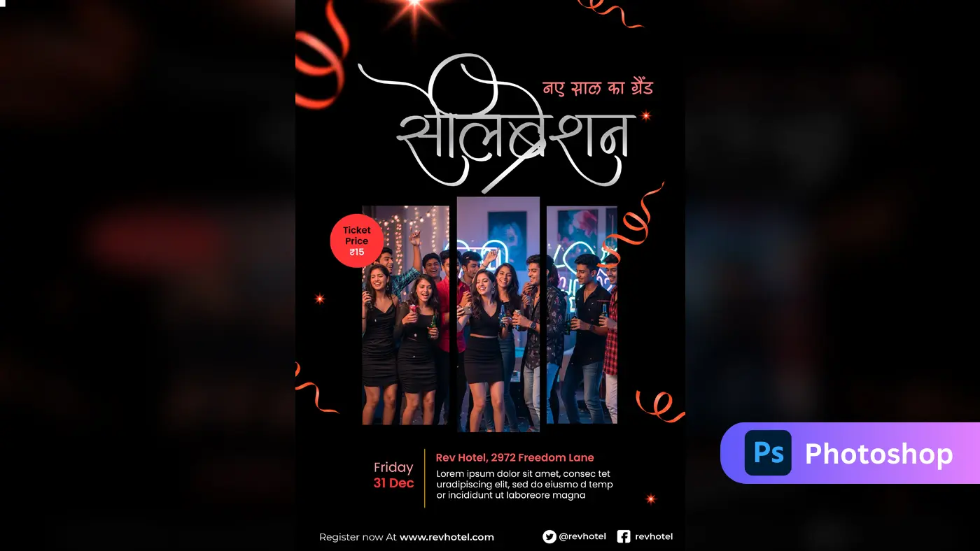 Hindi New Year Celebration Party Flyer Template