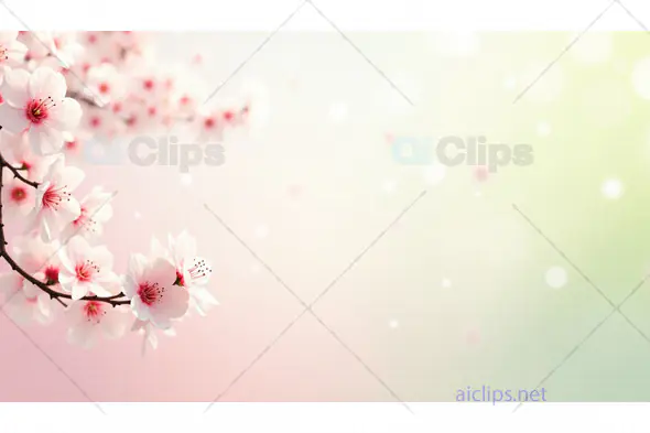Soft Spring Blossom Branch with Pastel Background
