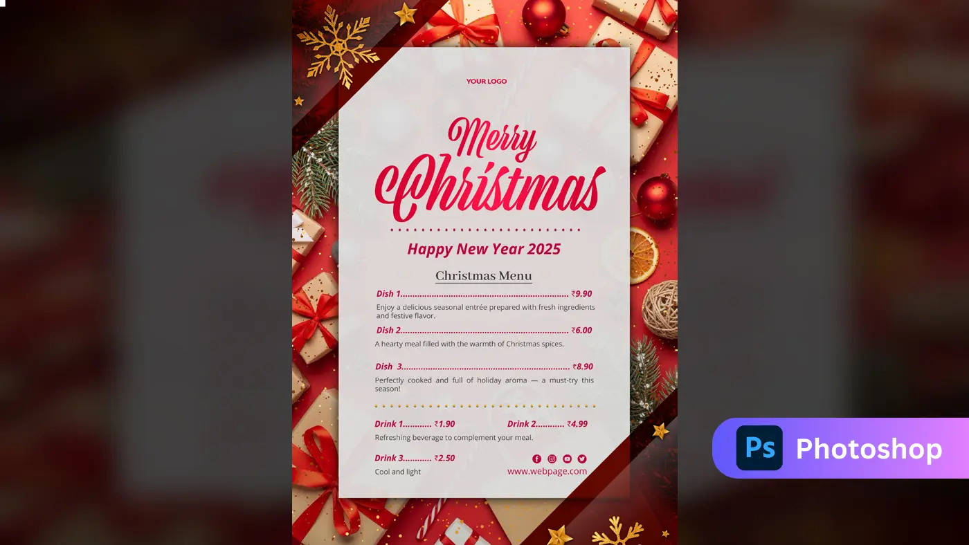 Festive Christmas 2025 Restaurant Menu Template