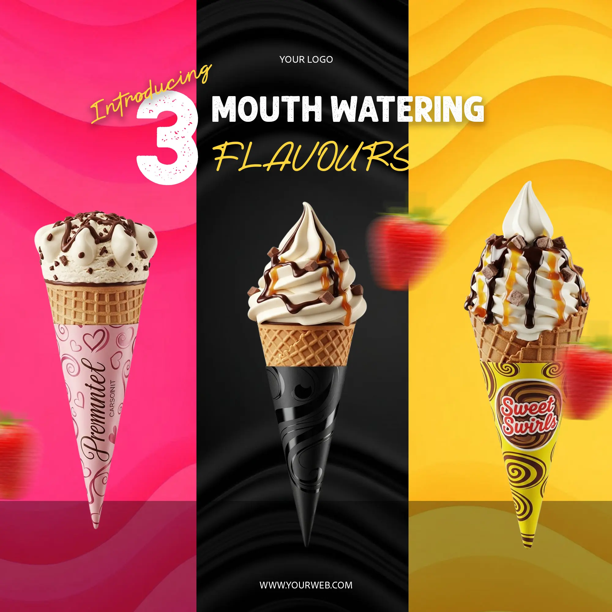 Delicious Ice Cream Cones Promo Template
