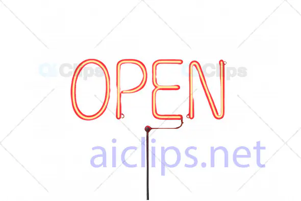 Neon "Open" Sign - 3D Illustration