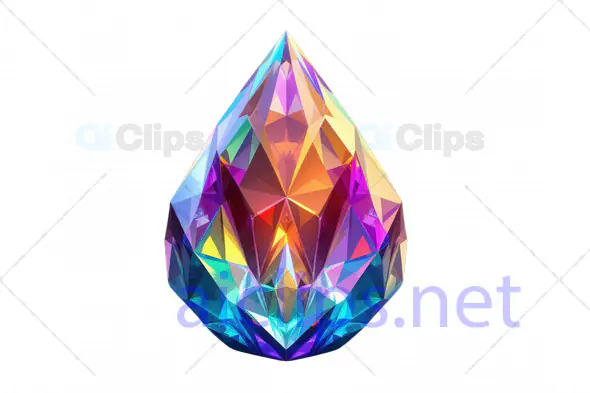 Multicolor Teardrop Fantasy Gemstone - 3D Model