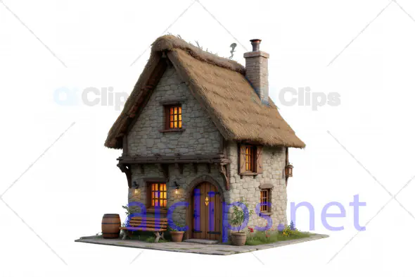 Charming Medieval Stone Cottage - 3D Model