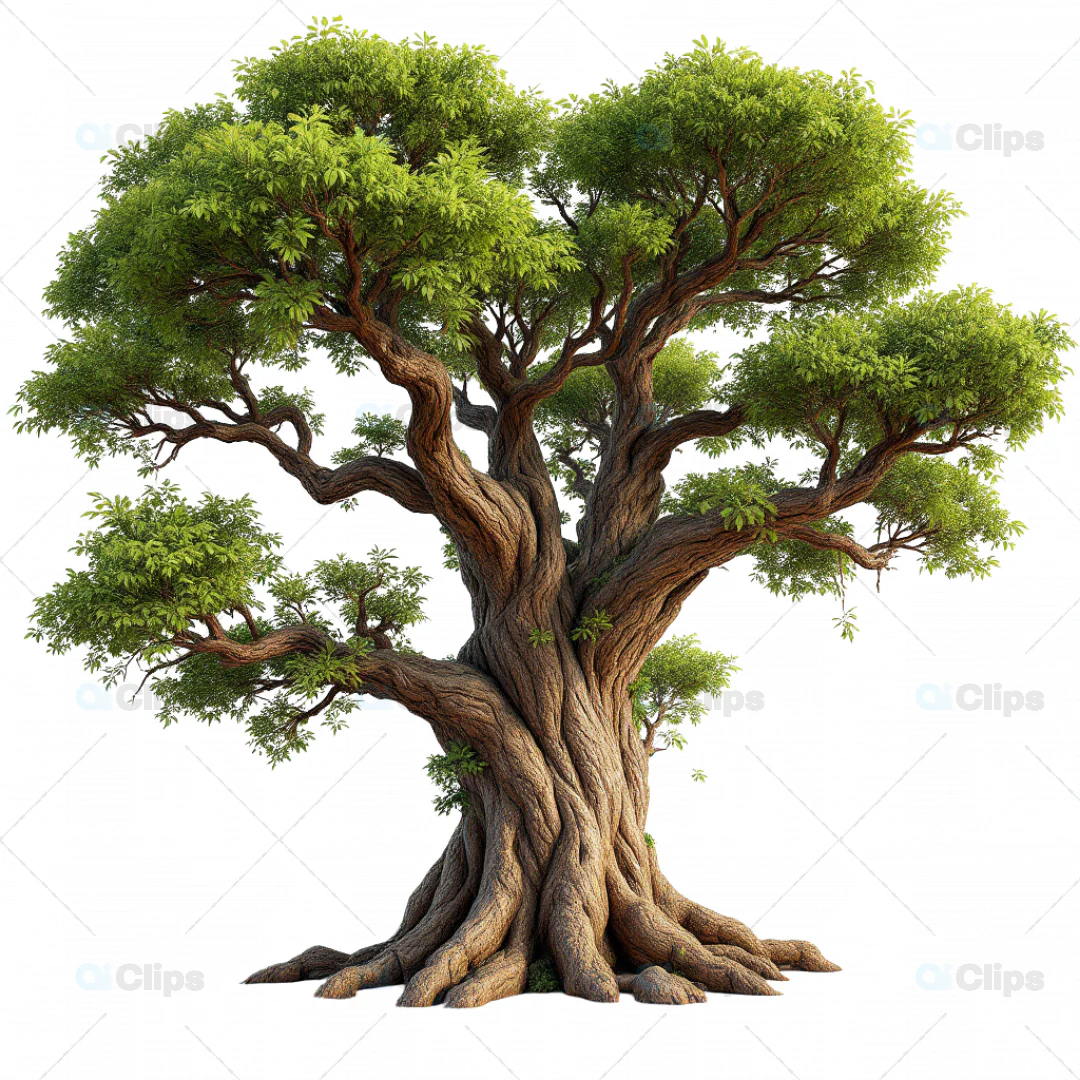 Majestic 3D Tree with Twisted Roots and Canopy