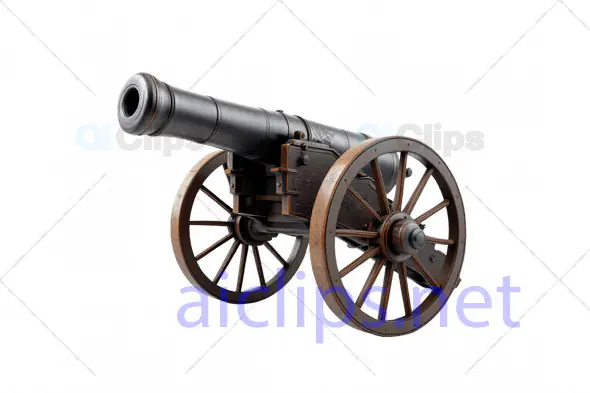 Authentic Historical Cannon 3D Model with Wooden Wheels