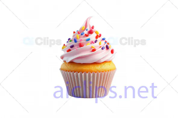 Pink Frosted Cupcake with Colorful Sprinkles 3D Model