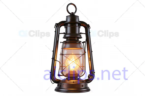Vintage Kerosene Lantern with Glowing Light - 3D Model