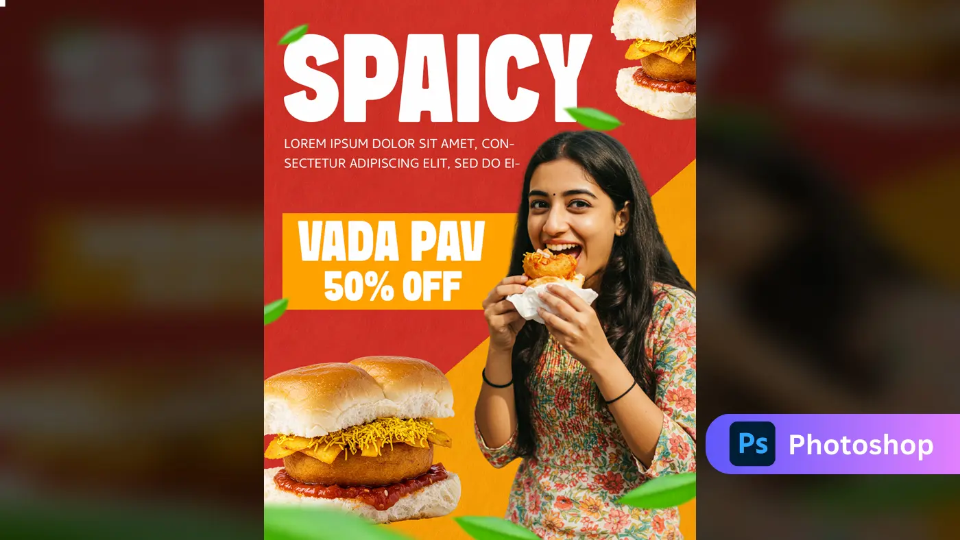 Vibrant Vada Pav 50% Off – Spicy & Tasty Indian Snack Template