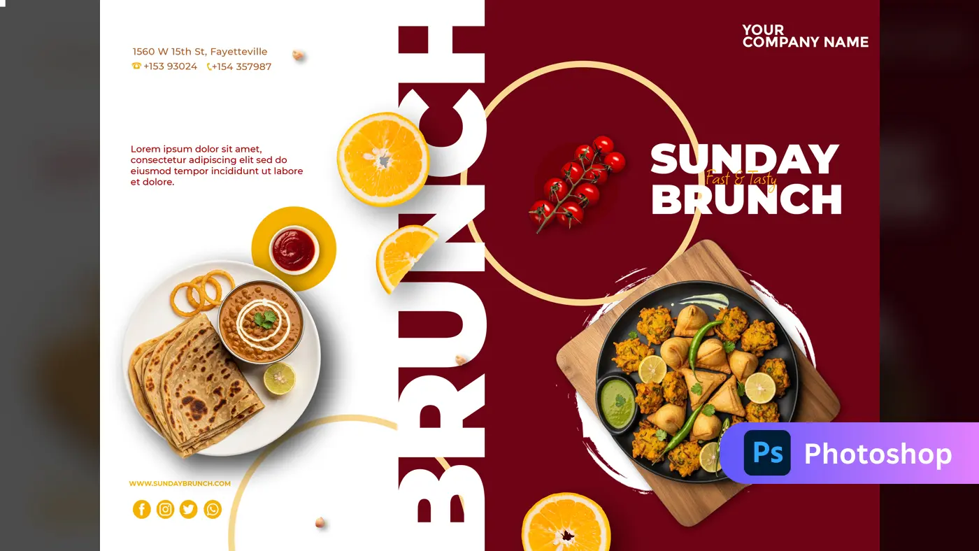 Elegant Sunday Brunch Restaurant Marketing Template