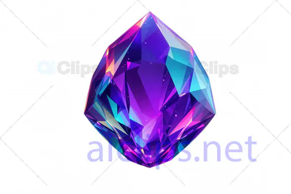 Faceted Purple and Blue Fantasy Crystal Gem - 3D Model