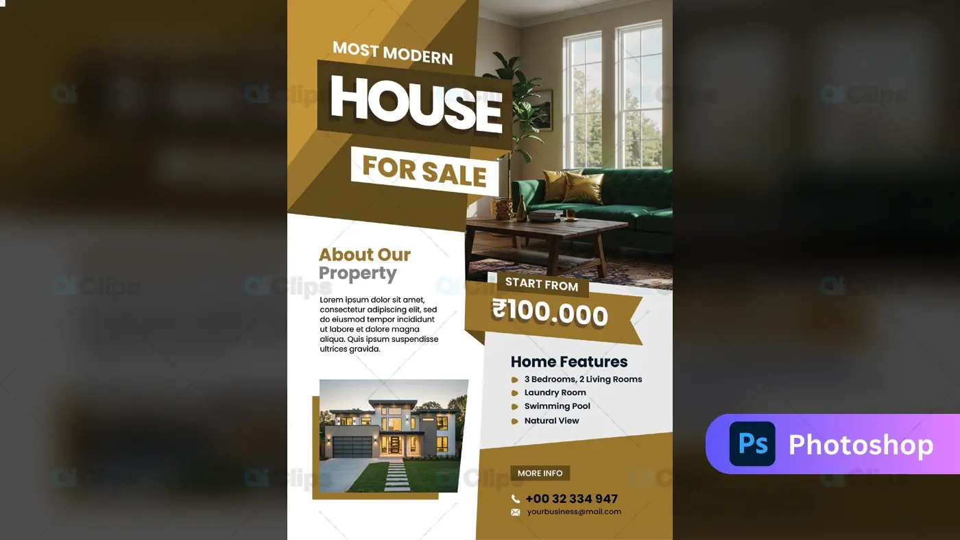 Modern House For Sale Real Estate Flyer Template