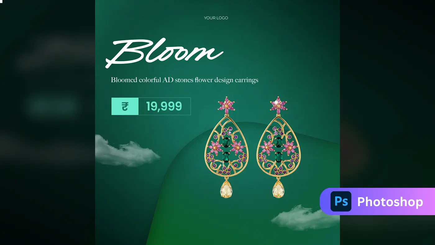 Exquisite Floral Earring Ad Template