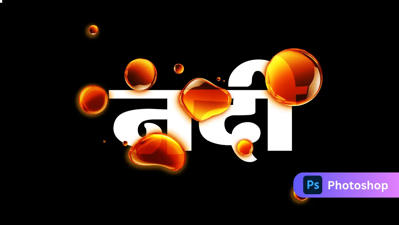 Liquid Glass Drops Effect Hindi Text