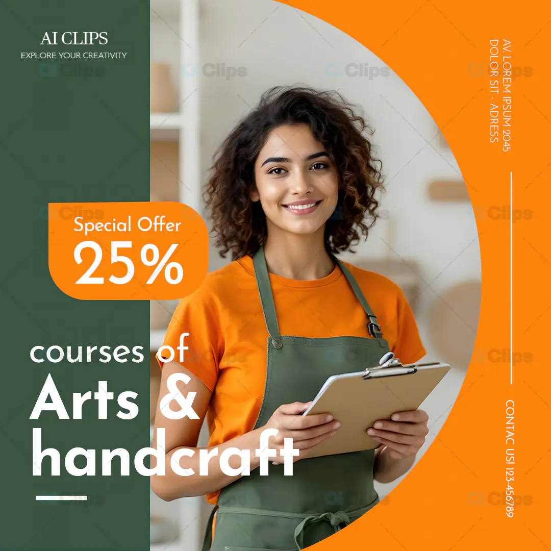 Arts and Handcraft Course Promotion Flyer PSD Template