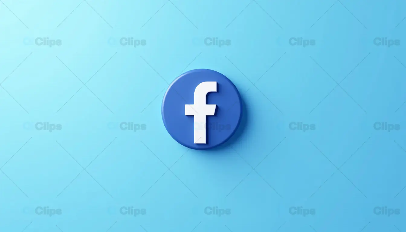 3D Facebook Logo on Minimalist Blue Background