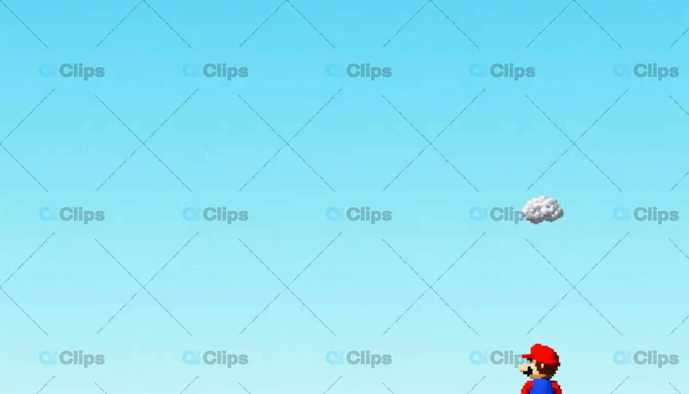 Pixel Art Character Under Blue Sky with Cloud