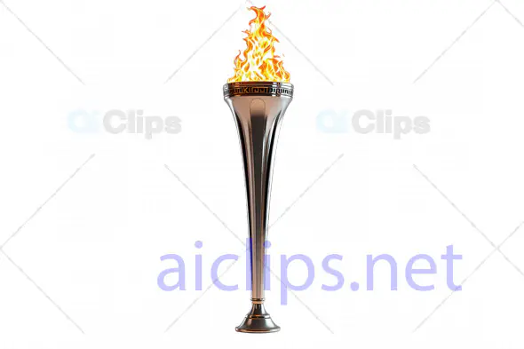 Sleek 3D Ceremonial Torch with Flame