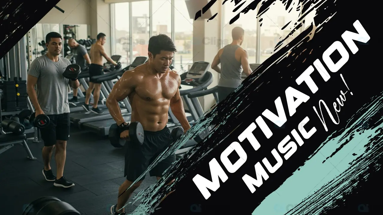 Fitness Gym Motivation Banner Template with Brush Stroke Design