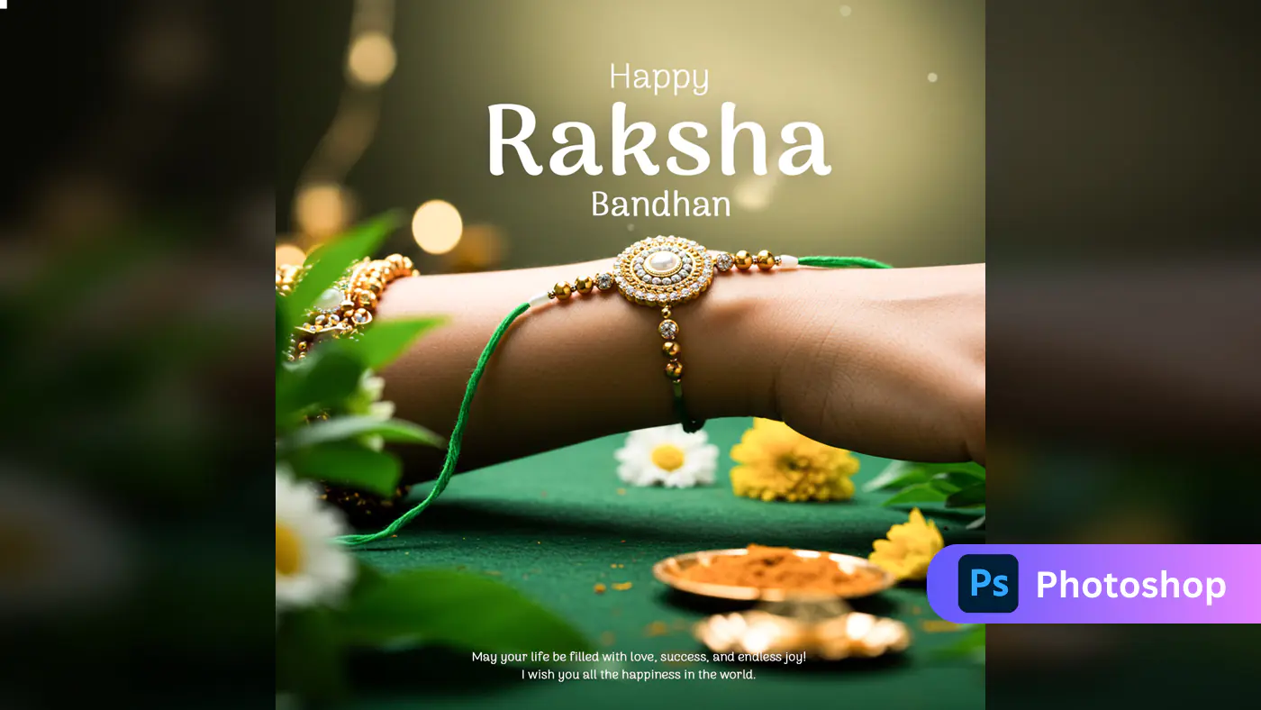 Beautiful Rakhi Design with Green and Gold Accents
