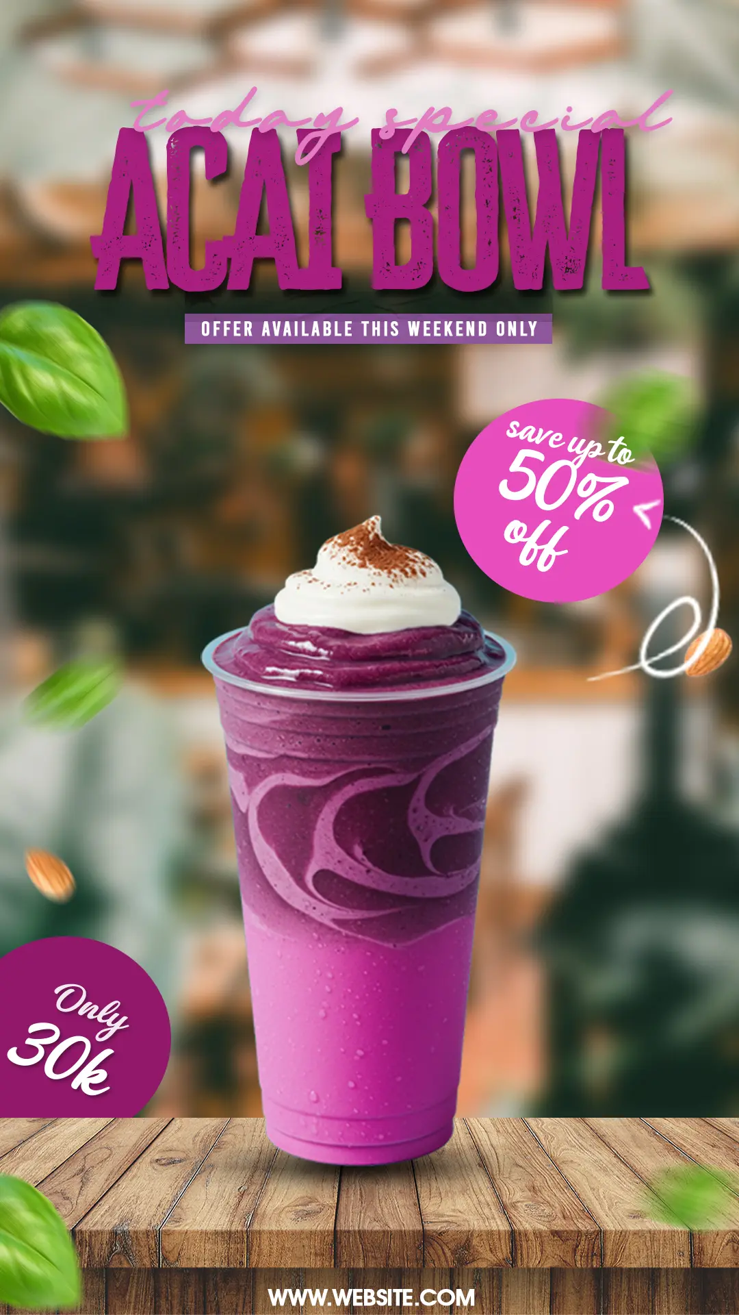 Vibrant Acai Bowl Photoshop Template for Promotions