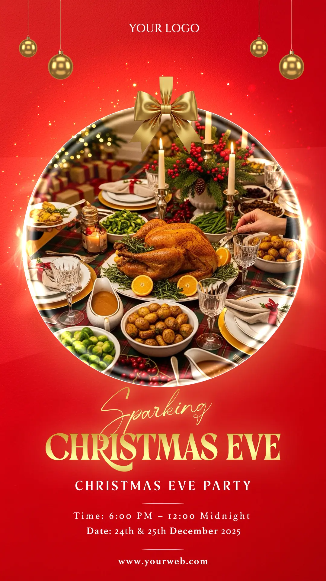 Luxurious Christmas Eve Dinner Invitation Template