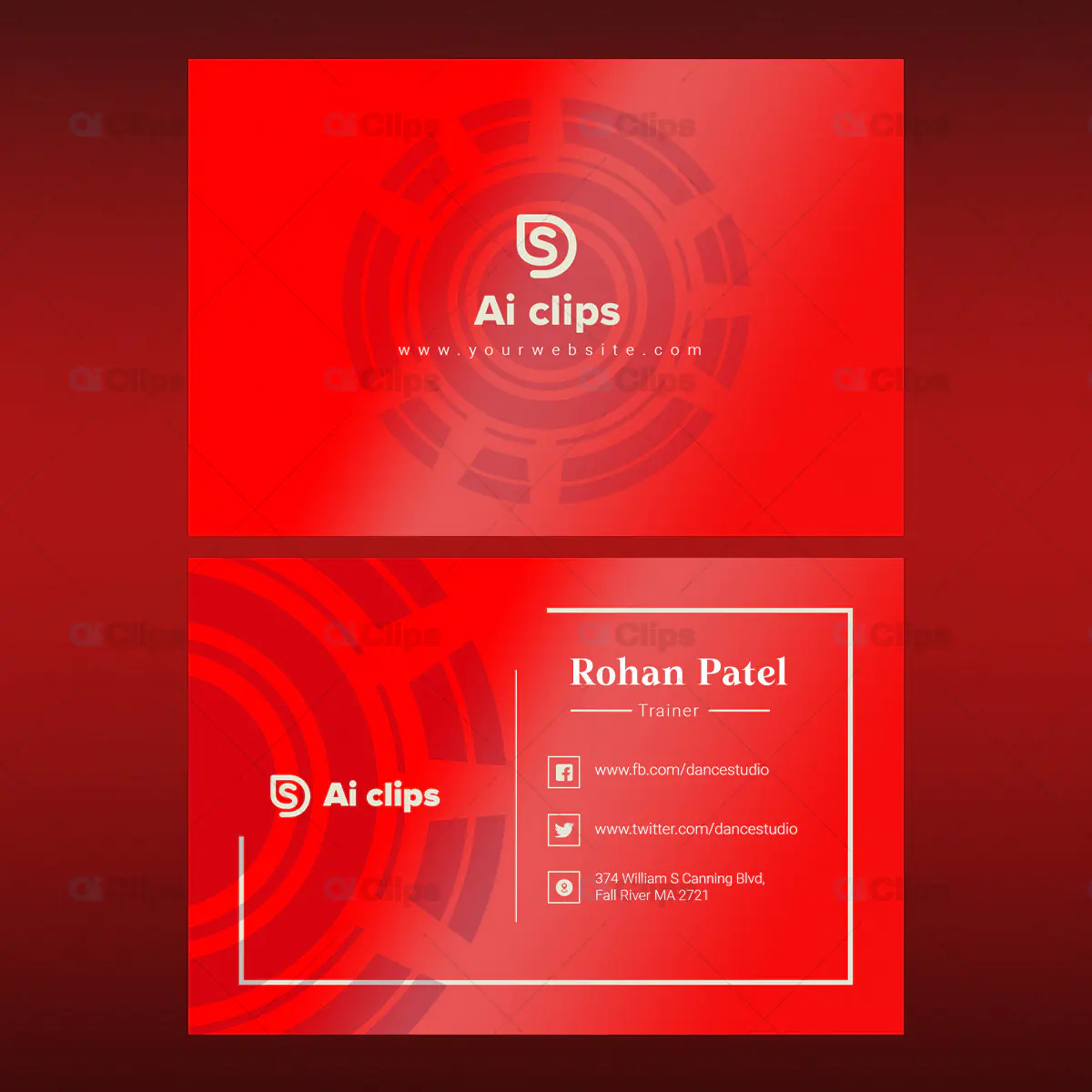 Modern Red Business Card PSD Template