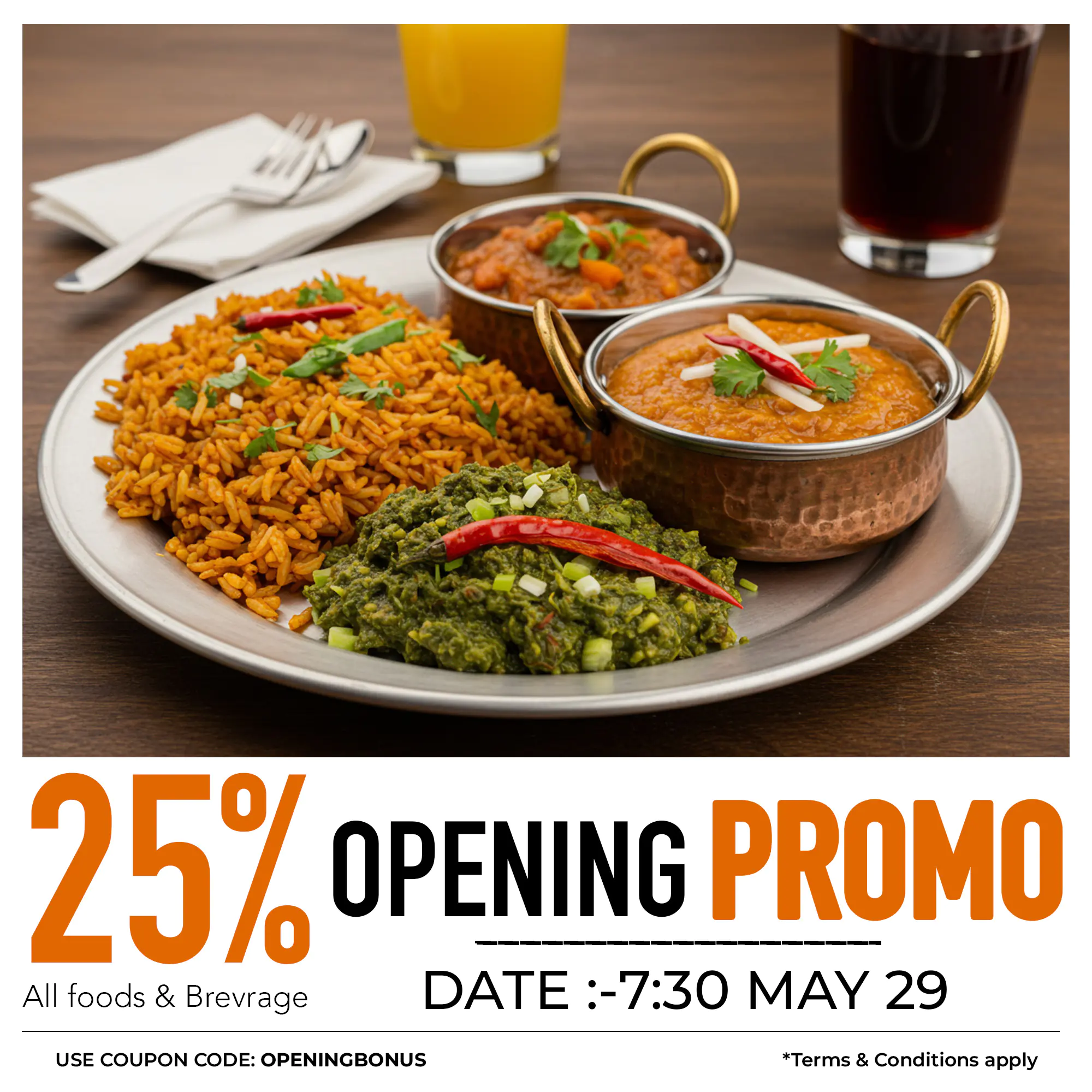 Indian Restaurant Opening Promo Template