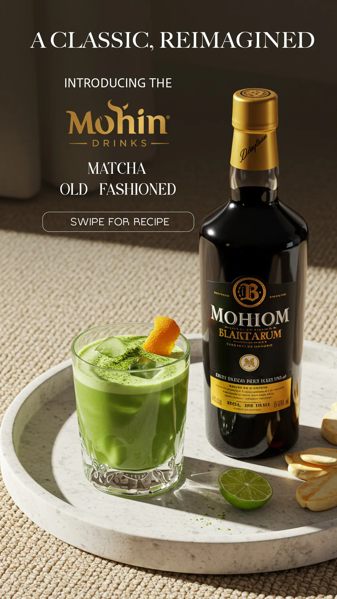 Enhanced Matcha Old Fashioned Cocktail Ad Template