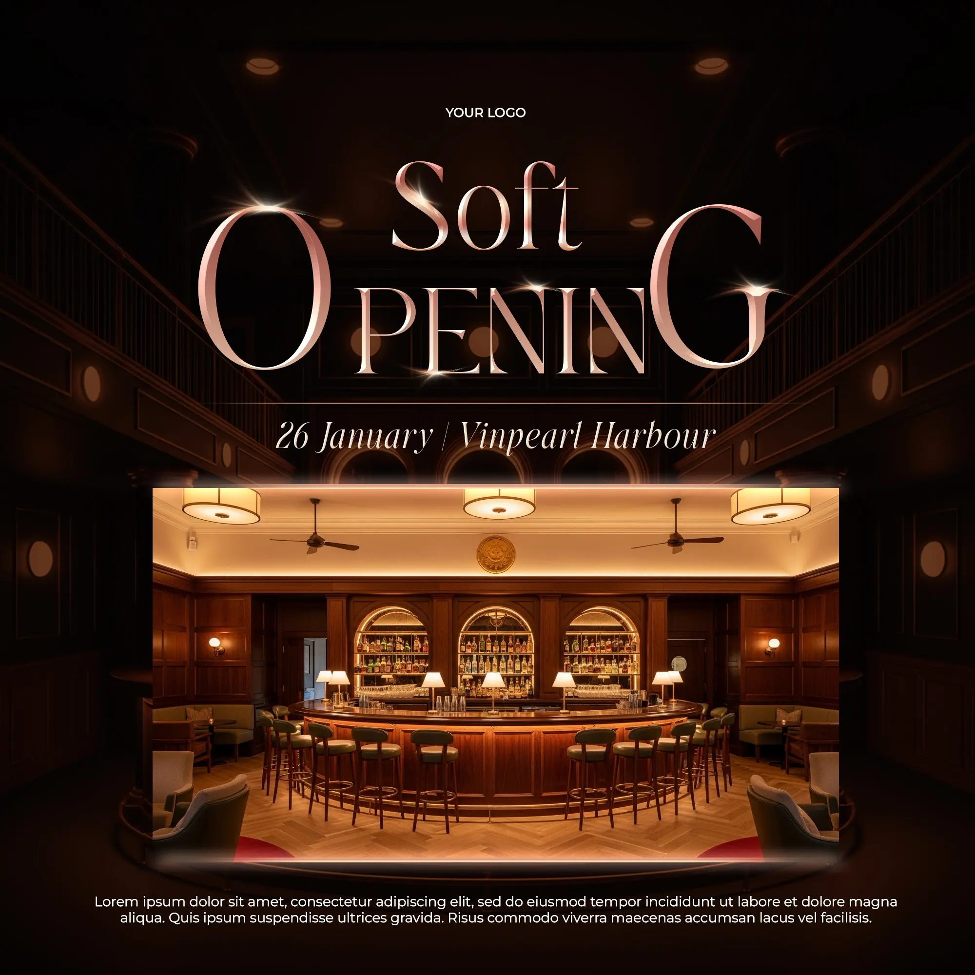 Luxury Bar Soft Opening Announcement Template