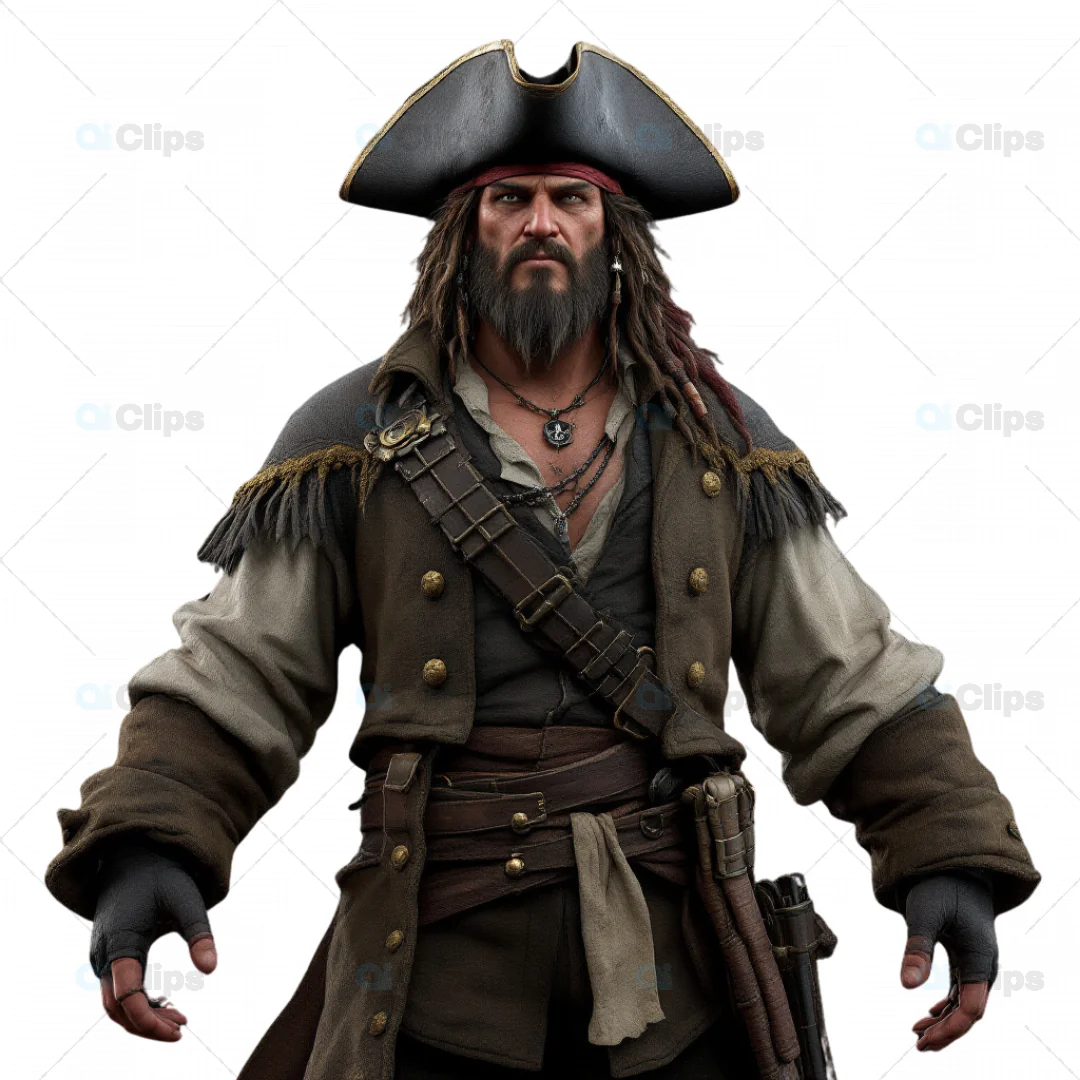 Realistic 3D Model of a Battle-Ready Pirate Captain