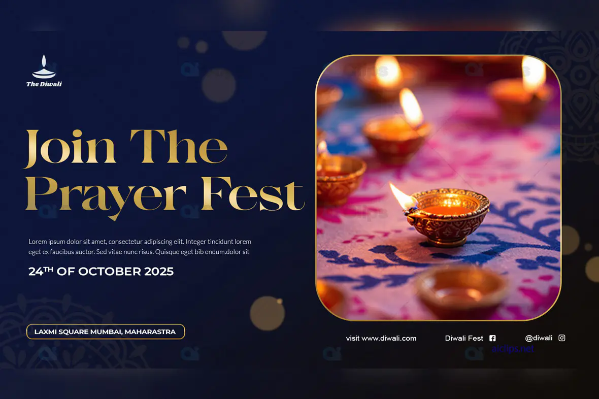 Diwali Prayer Fest Invitation PSD Template