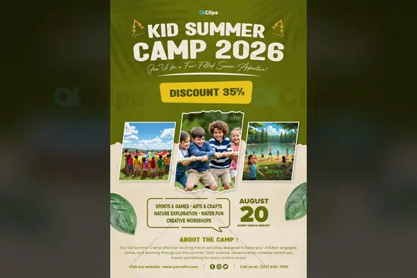 Kids Summer Camp Adventure Activities Promotional Template
