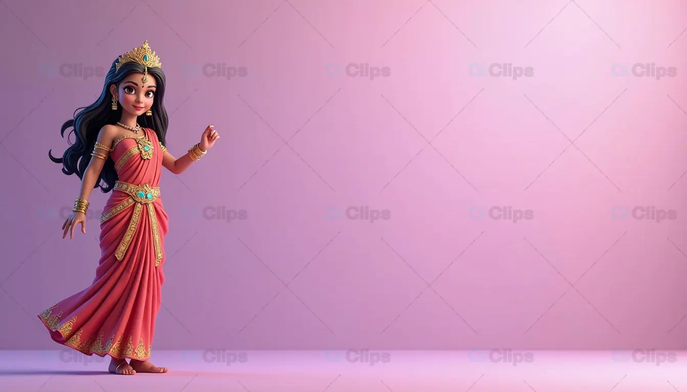 Princess in Traditional Royal Attire Illustration