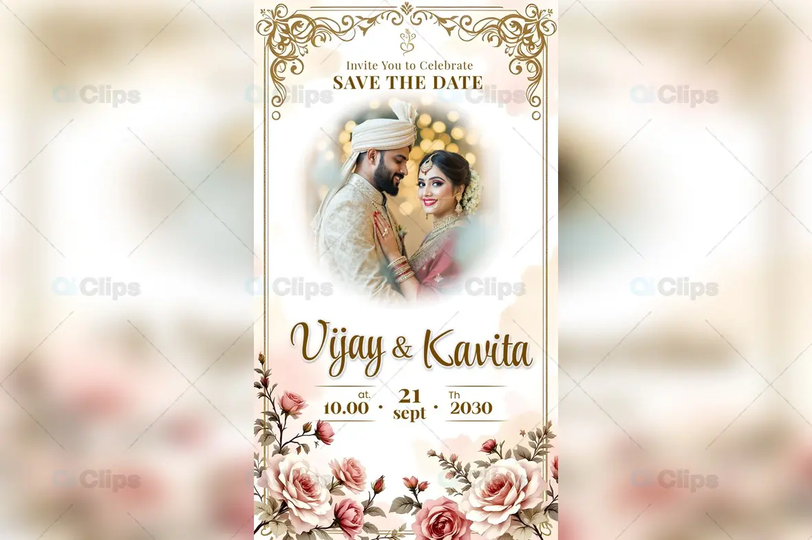 Elegant Save the Date Wedding Invitation PSD Template