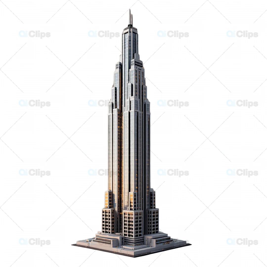 Art Deco-Inspired 3D Skyscraper Model