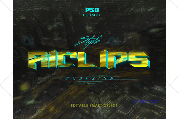 Futuristic Neon Text Effect PSD