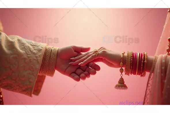 Traditional Indian Wedding: Bride and Groom Holding Hands